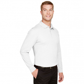 Devon & Jones DG20LT Tall CrownLux Performance Plaited Long Sleeve Polo - White