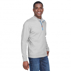 Devon & Jones DG479 Men\'s DRYTEC20 Performance Quarter-Zip - Grey Heather/Grey Heather/French Blue