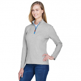 Devon & Jones DG479W Ladies DRYTEC20 Performance 1/4-Zip - Grey Heather/Grey Heather/French Blue