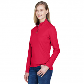 Devon & Jones DG479W Ladies DRYTEC20 Performance 1/4-Zip - Red/Navy/Red