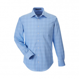 Devon & Jones DG520 Men's Crown Woven Collection Glen Plaid - White/Light French Blue/French Blue