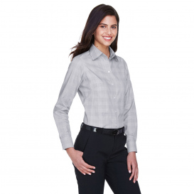 Devon & Jones DG520W Ladies Crown Woven Collection Glen Plaid - White/Graphite/Light Graphite
