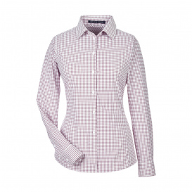 Devon & Jones DG540W CrownLux Performance Ladies Micro Windowpane Shirt - Burgundy/White