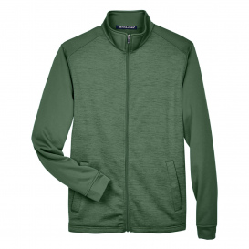 Devon & Jones DG796 Men\'s Newbury Colorblock Melange Fleece Full Zip - Forest/Forest Heather