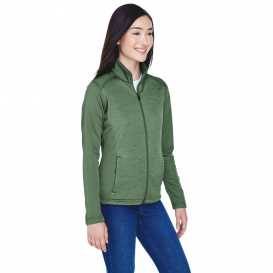 Devon & Jones DG796W Ladies Newbury Colorblock Melange Fleece Full Zip - Forest/Forest Heather