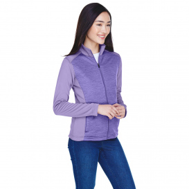 Devon & Jones DG796W Ladies Newbury Colorblock Melange Fleece Full Zip - Grape/Grape Heather