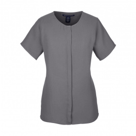 Devon & Jones DP612W Ladies Perfect Fit Short-Sleeve Crepe Blouse - Graphite