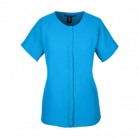 Devon & Jones DP612W Ladies Perfect Fit Short-Sleeve Crepe Blouse - Ocean Blue