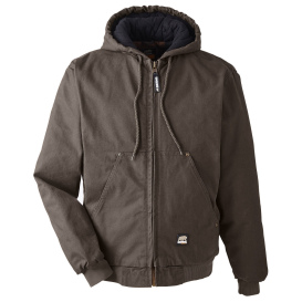 Berne HJ375 Highland Washed Cotton Duck Hooded Jacket - Olive Duck