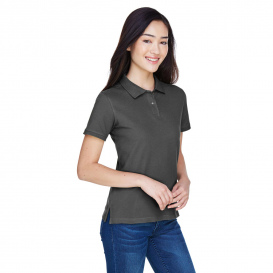 Harriton M200W Ladies 6 oz. Ringspun Cotton Pique Short-Sleeve Polo - Charcoal