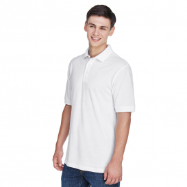 Harriton M265 Men's 5.6oz. Easy Blend Polo - White