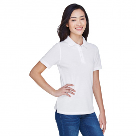 Harriton M265W Ladies 5.6 oz. Easy Blend Polo - White