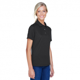 Harriton M345W Ladies Advantage Snag Protection Plus IL Snap Placket Polo - Black