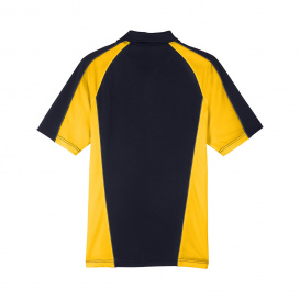 Harriton M385 Men\'s Advantage Snag Protection Plus IL Colorblock Polo - Black/Safety Yellow/Dark Charcoal