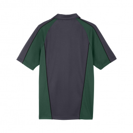 Harriton M385 Men\'s Advantage Snag Protection Plus IL Colorblock Polo - Dark Charcoal/Dark Green/Black