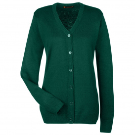 Harriton M425W Ladies Pilbloc V-Neck Button Cardigan Sweater - Hunter