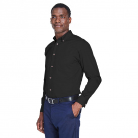 Harriton M500 Easy Blend Long-Sleeve Twill Shirt with Stain Release - Black