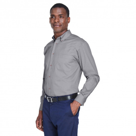 Harriton M500 Easy Blend Long-Sleeve Twill Shirt with Stain Release - Dark Grey