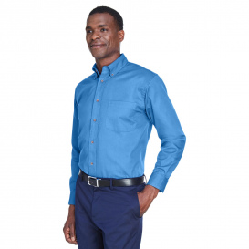 Harriton M500 Easy Blend Long-Sleeve Twill Shirt with Stain Release - Nautical Blue