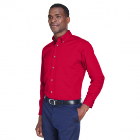 Harriton M500 Easy Blend Long-Sleeve Twill Shirt with Stain Release - Red