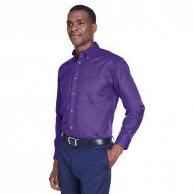 Harriton M500 Easy Blend Long-Sleeve Twill Shirt with Stain Release - Team Purple