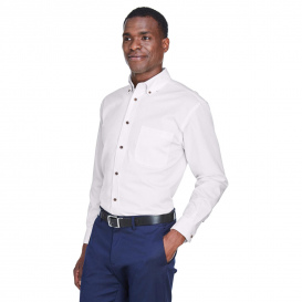 Harriton M500 Easy Blend Long-Sleeve Twill Shirt with Stain Release - White