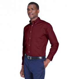 Harriton M500 Easy Blend Long-Sleeve Twill Shirt with Stain Release - Wine