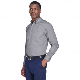 Harriton M500T Men's Tall Easy Blend Long Sleeve Twill Shirt with Stain Release - Dark Grey