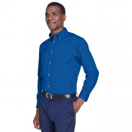 Harriton M500T Men\'s Tall Easy Blend Long Sleeve Twill Shirt with Stain Release - French Blue