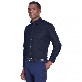 Harriton M500T Men's Tall Easy Blend Long Sleeve Twill Shirt with Stain Release - Navy