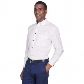 Harriton M500T Men's Tall Easy Blend Long Sleeve Twill Shirt with Stain Release - Stone