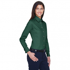 Harriton M500W Ladies Easy Blend Long Sleeve Twill Shirt with Stain Release - Hunter