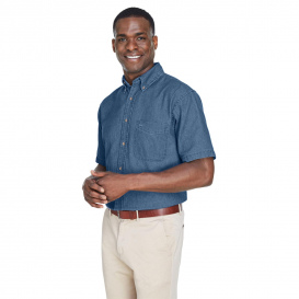Harriton M550S Men\'s 6.5 oz. Short-Sleeve Denim Shirt - Light Denim