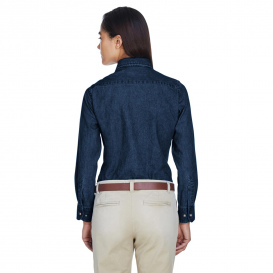 Harriton M550W Ladies 6.5 oz. Long Sleeve Denim Shirt - Dark Denim