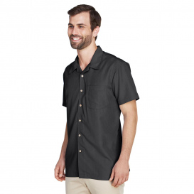 Harriton M560 Men\'s Barbados Textured Camp Shirt - Black