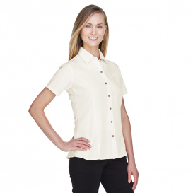 Harriton M560W Ladies Barbados Textured Camp Shirt - Creme