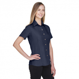 Harriton M560W Ladies Barbados Textured Camp Shirt - Navy