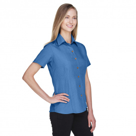 Harriton M560W Ladies Barbados Textured Camp Shirt - Pool Blue