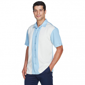 Harriton M575 Men\'s Two-Tone Bahama Cord Camp Shirt - Cloud Blue/Creme