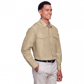 Harriton M580L Men's Key West Long Sleeve Performance Staff Shirt - Khaki