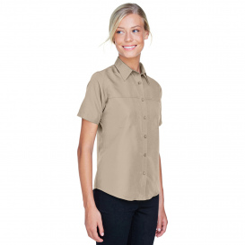 Harriton M580W Ladies Key West Short Sleeve Performance Staff Shirt - Khaki
