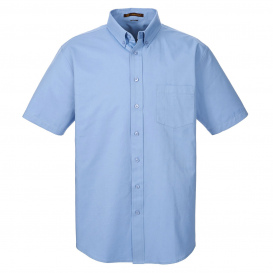 Harriton M582 Men\'s Foundation 100% Cotton Short-Sleeve Twill Shirt with Teflon - Industry Blue