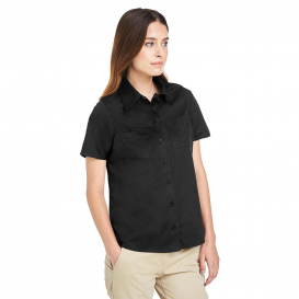 Harriton M585W Ladies Advantage IL Short-Sleeve Work Shirt - Black