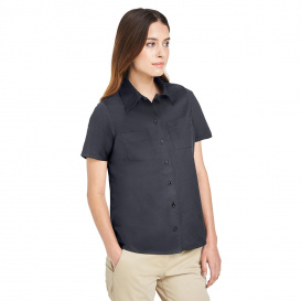 Harriton M585W Ladies Advantage IL Short-Sleeve Work Shirt - Dark Charcoal