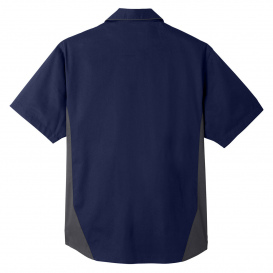 Harriton M586 Men\'s Flash IL Colorblock Short-Sleeve Shirt - Dark Navy/Dark Charcoal