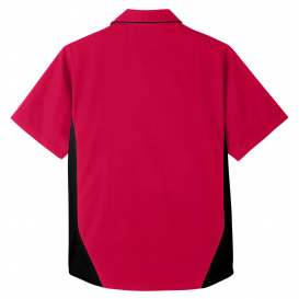 Harriton M586 Men\'s Flash IL Colorblock Short-Sleeve Shirt - Red/Black
