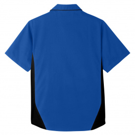Harriton M586 Men's Flash IL Colorblock Short-Sleeve Shirt - True Royal/Black