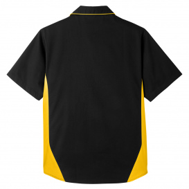 Harriton M586T Men\'s Tall Flash IL Colorblock Short-Sleeve Shirt - Black/Sunray Yellow