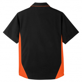 Harriton M586T Men's Tall Flash IL Colorblock Short-Sleeve Shirt - Black/Team Orange