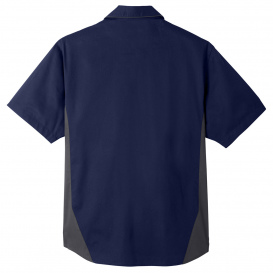 Harriton M586T Men\'s Tall Flash IL Colorblock Short-Sleeve Shirt - Dark Navy/Dark Charcoal